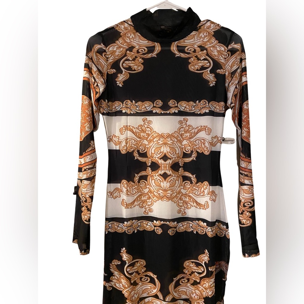 Sheer Mesh Long Sleeve Bodycon Midi Dress Night Out Dresses Beach Cover Up